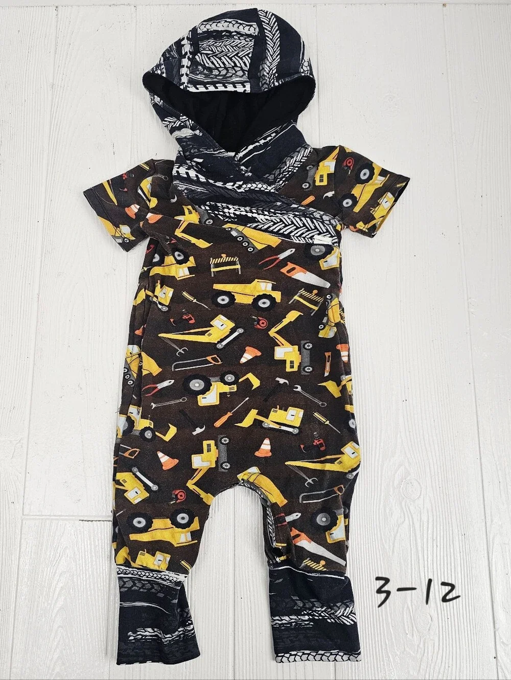 Snappy Greens Baby Boys Construction Romper